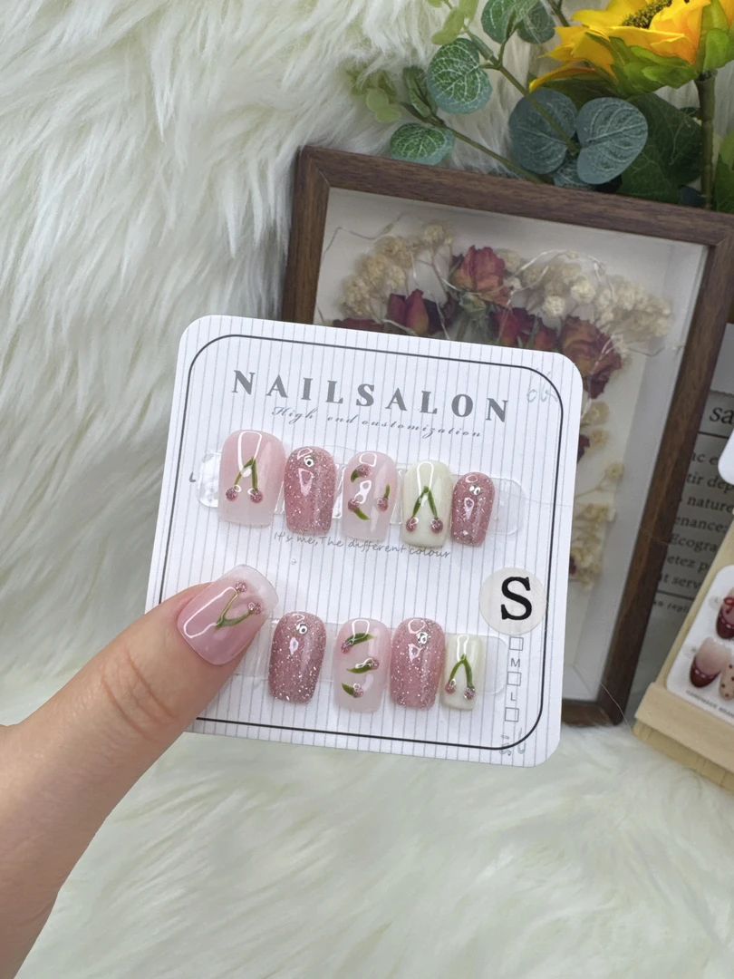 纯手工穿戴甲温柔可爱风甜美气质显白可拆卸假指甲贴片美甲