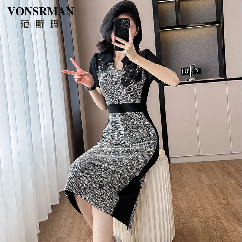 高级感法式小香风连衣裙女夏2025新款气质名媛设计感小众显瘦长裙