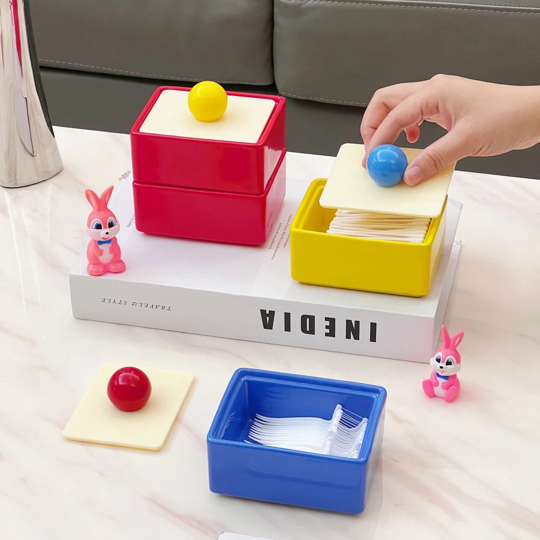 多巴胺牙签盒新款家用陶瓷盒子棉签盒牙线收纳盒创意商用牙签筒