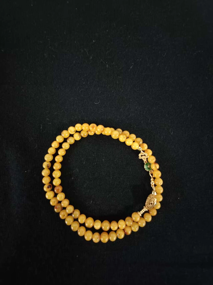 A1486蜜蜡镶嵌S925项链百搭