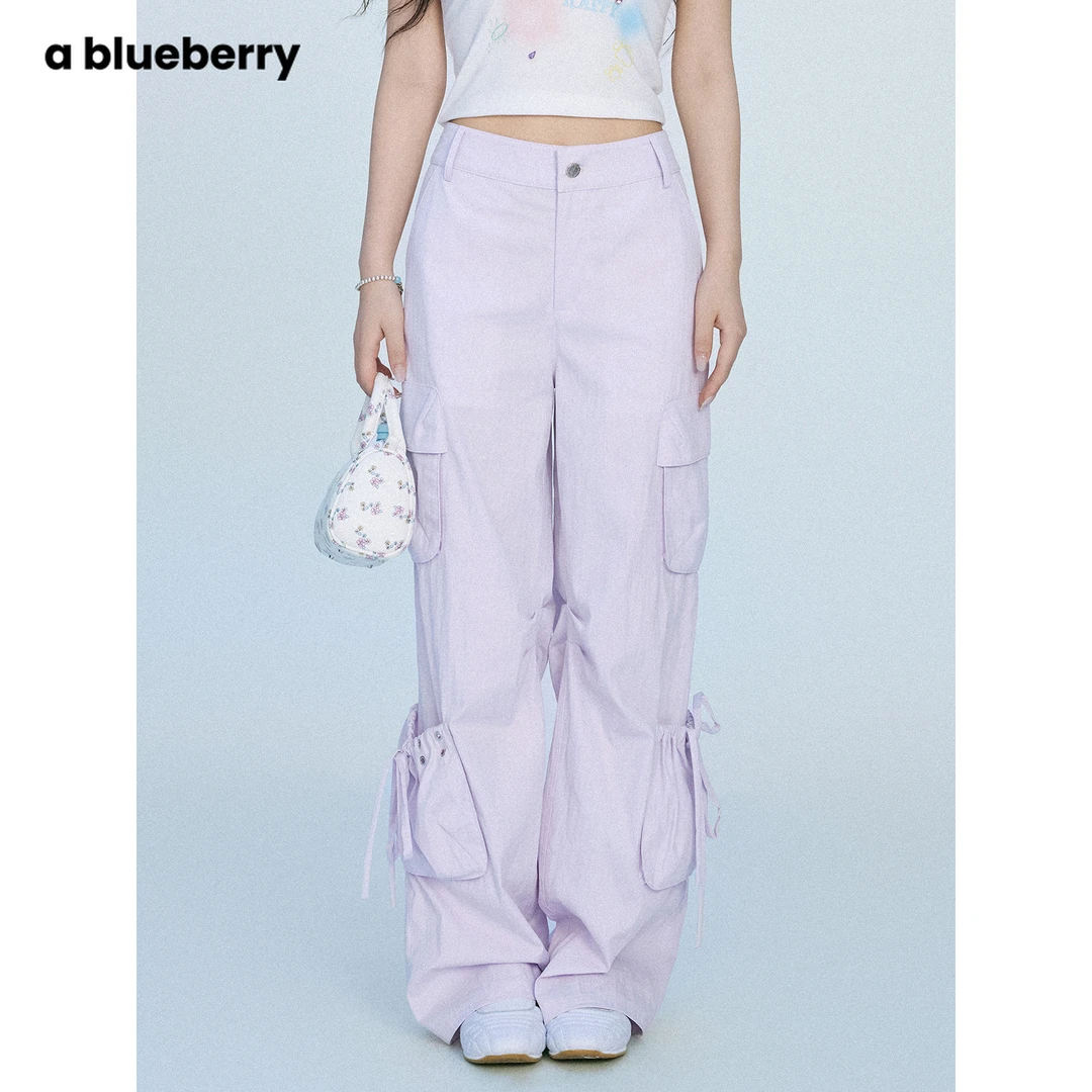 ablueberry 多口袋工装裤女设计感百搭显瘦宽松休闲长裤BK3002132