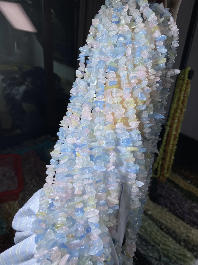 天然摩根石碎石散珠半成品马卡龙色系