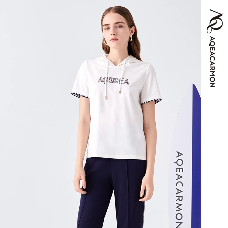 【粉丝专属】雅格上美 夏季女士连帽短袖上衣 A24XF16J22