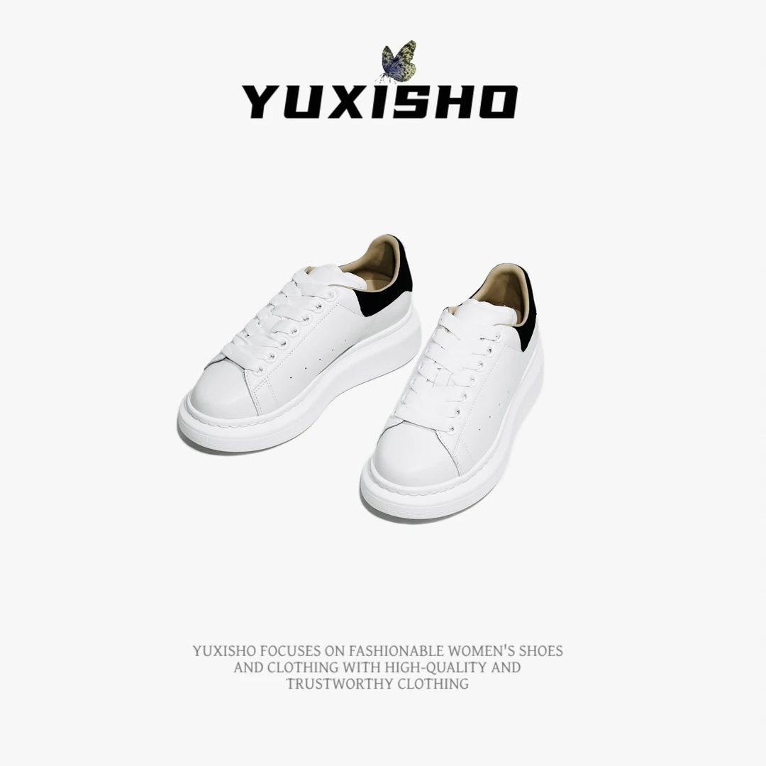 语汐清仓｜YUXISHO女款厚底增高休闲小白鞋经典黑尾时尚休闲运动鞋