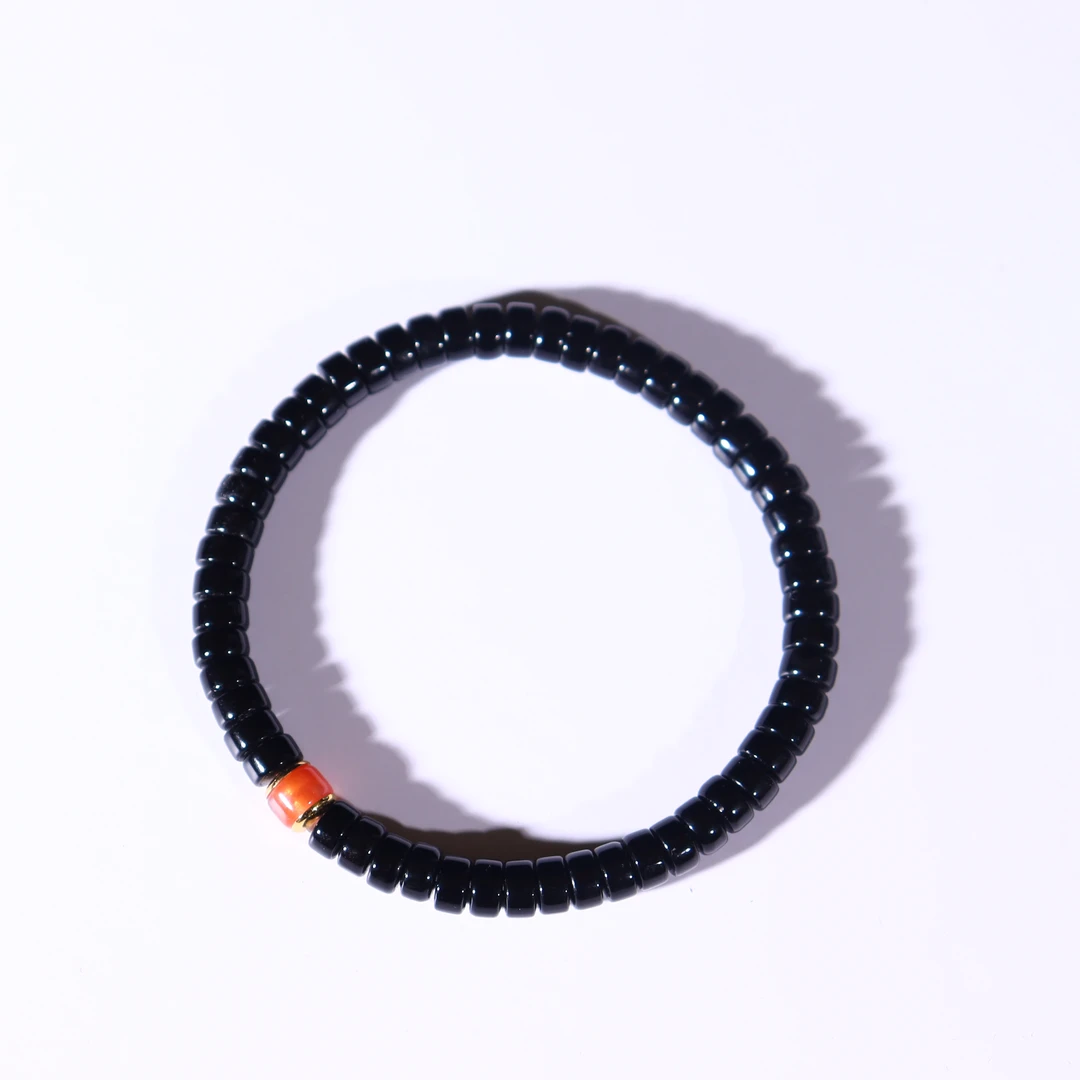 黑玛瑙隔珠南红隔片手串6mm（多样性发货，拍一发一）