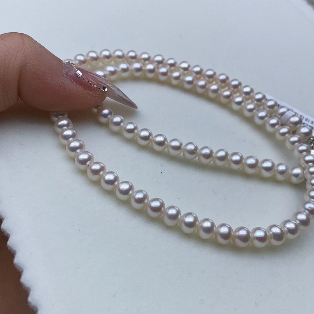 淡水珍珠颈饰银S925镶嵌➕5.6极光天女粉高品