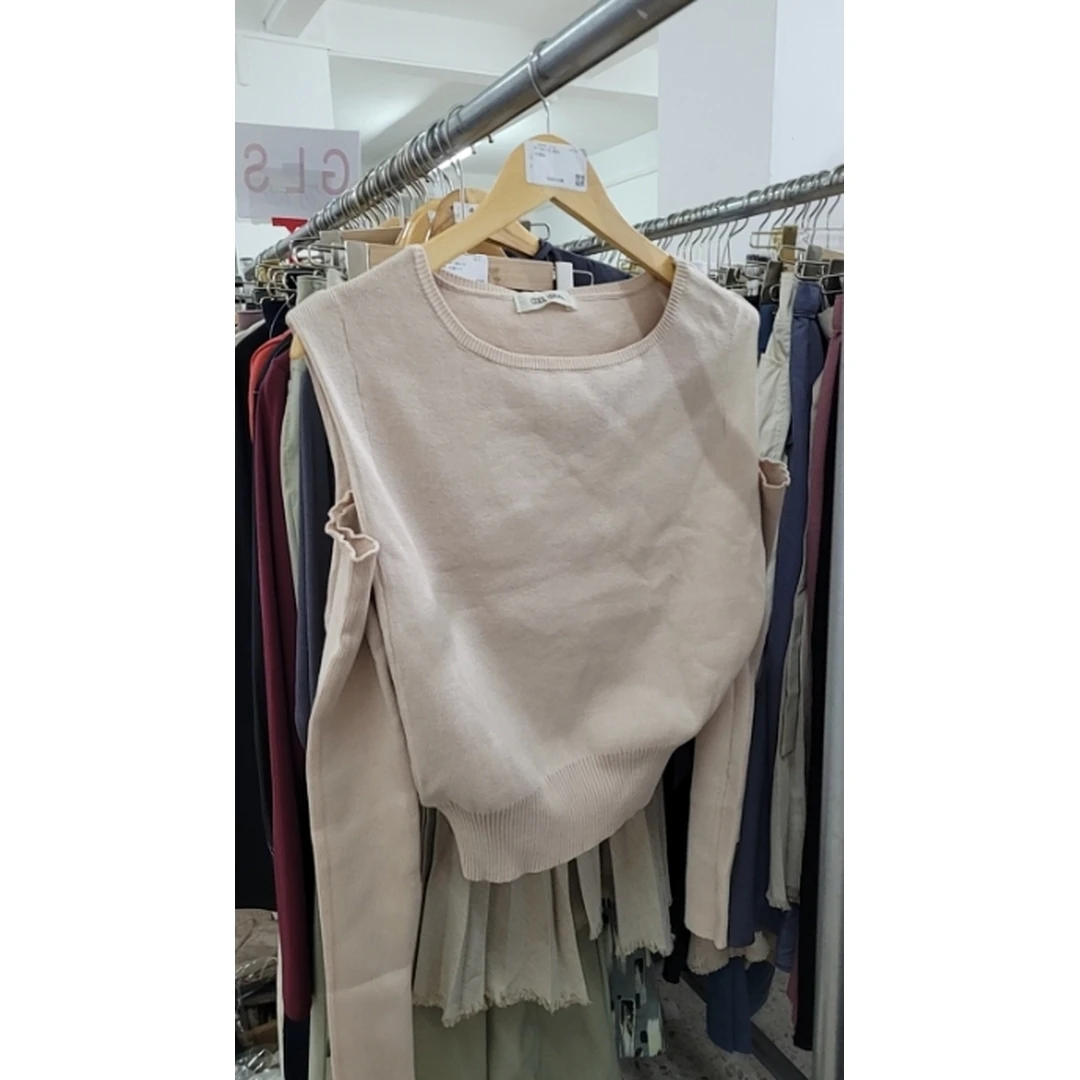 【强哥外贸】夏季新款 A 休闲毛衣设计师镂空袖毛针织衫圆领长袖