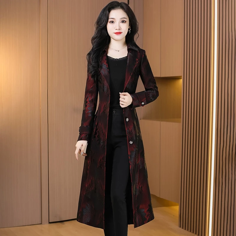 喜婆婆婚宴风衣女款2025新款春秋季中长款贵夫人品牌洋气妈妈外套