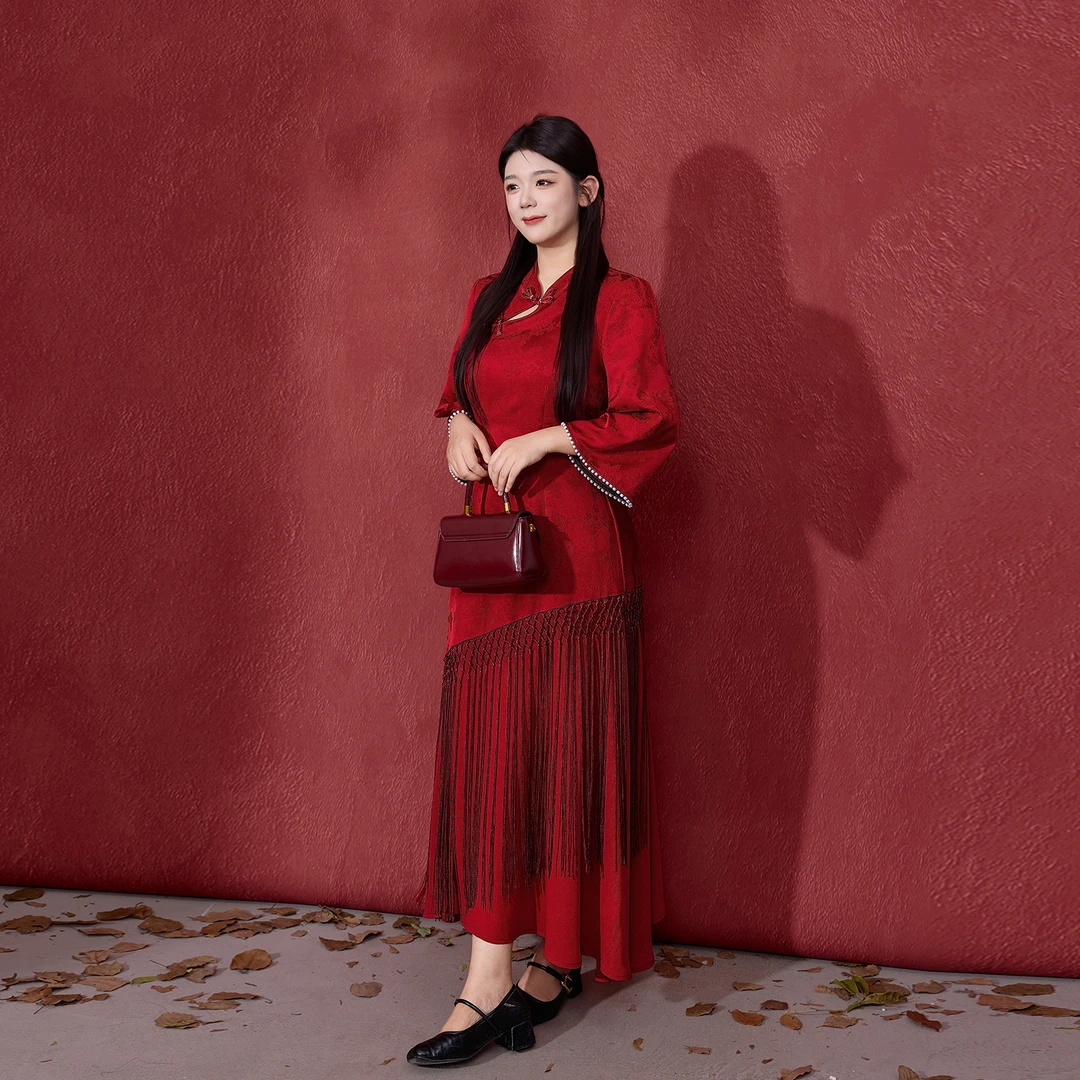 【大小姐】秋大码女装胖mm新中式国风敬酒订婚服旗袍连衣裙DM32430