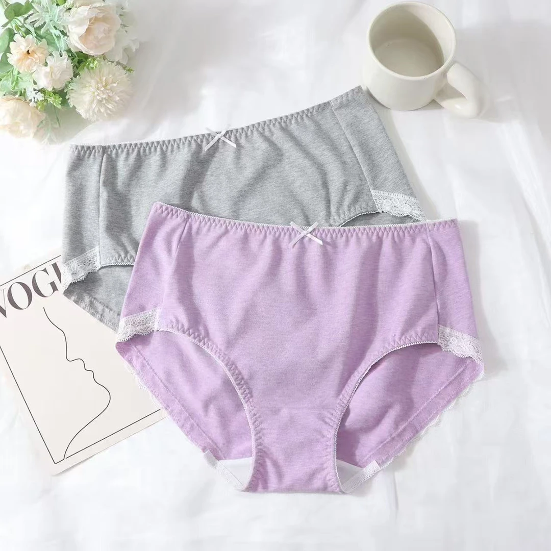 【6条装】【中高腰】95棉纯色透气女三角大码内裤