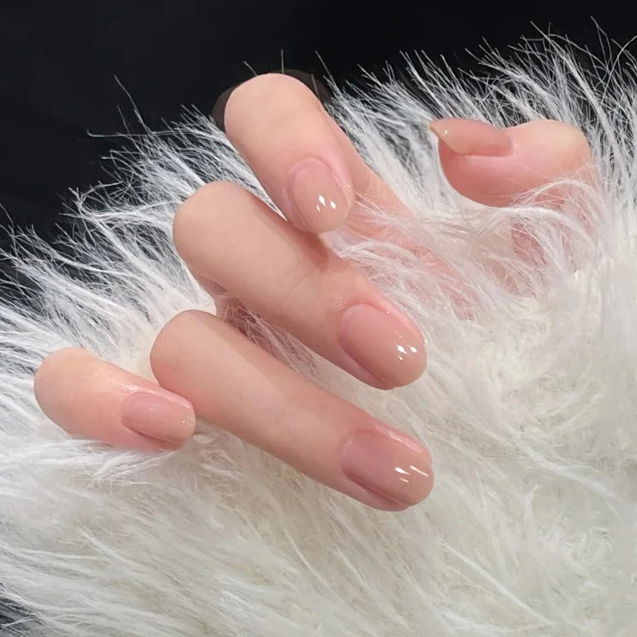 纯手工穿戴甲『嬛嬛裸粉』短款温柔气质高级感美甲2025年新款甲片