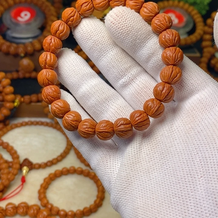 一***～桃核手串秦岭龙纹桃核