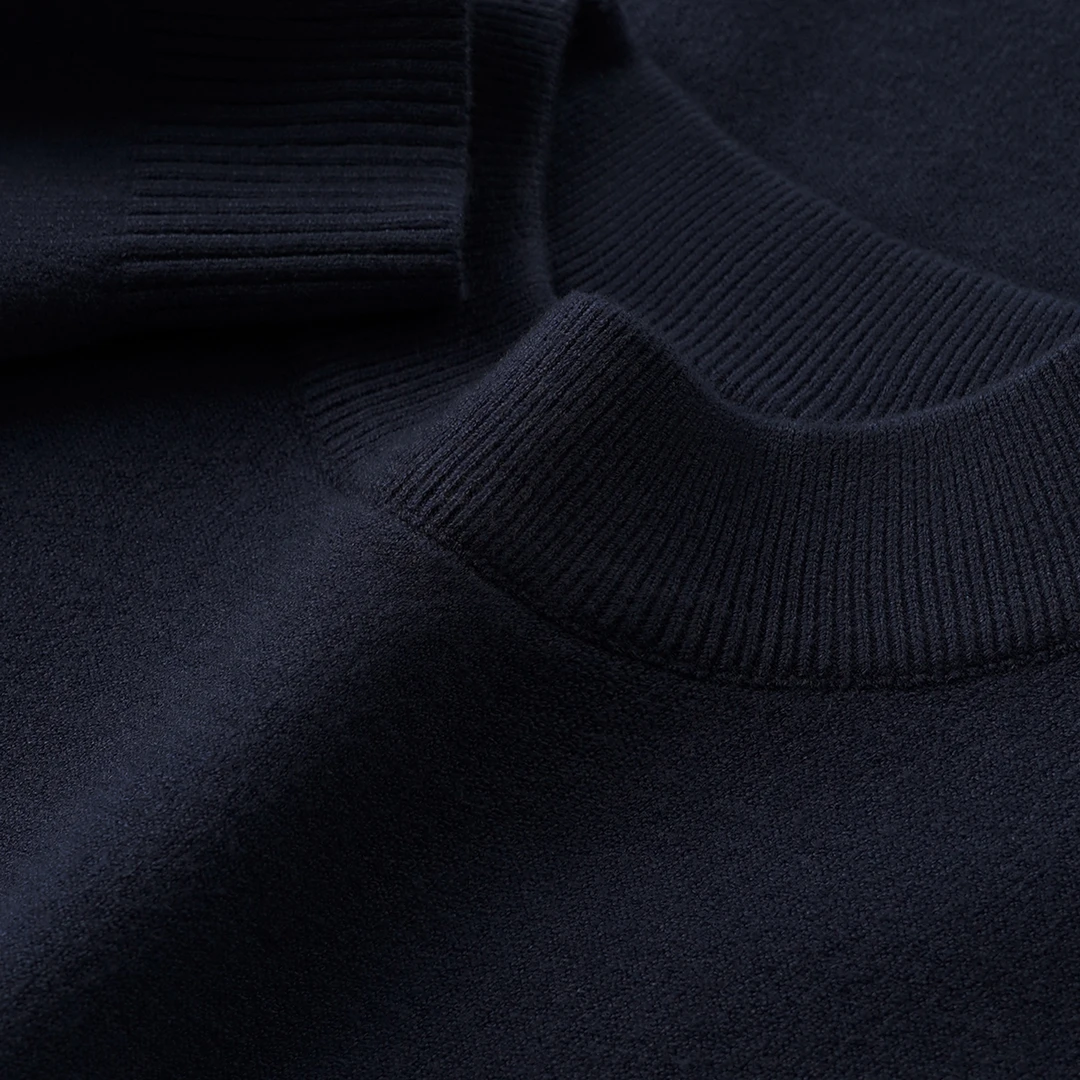 藏青色羊毛混纺中领毛衣经典基础打底衫内搭保暖半高领毛衣百搭潮