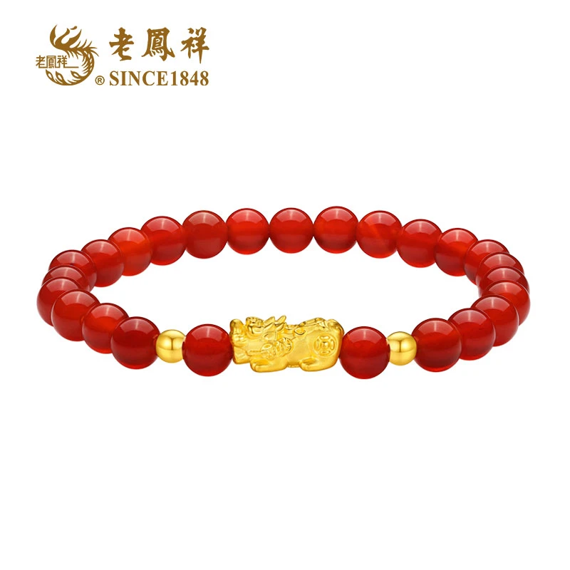 老鳯祥黄金貔貅手串好运招财吞金兽足金手饰S01874