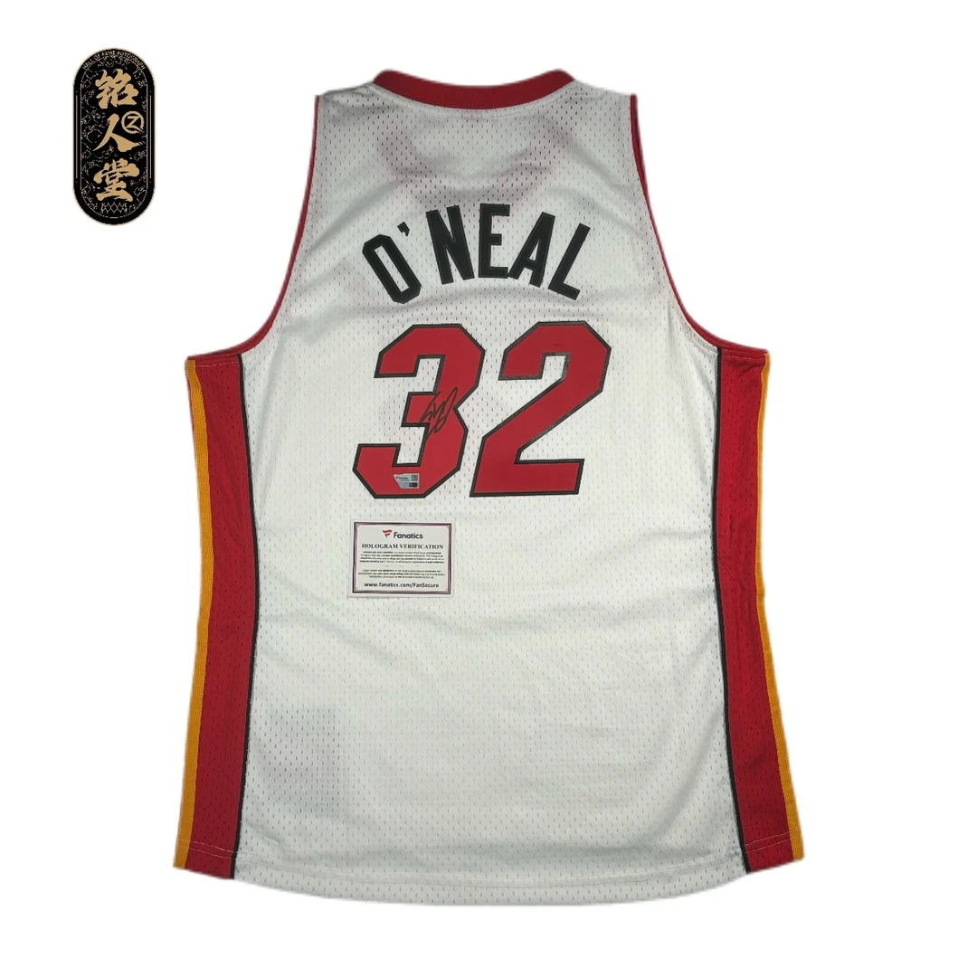 奥尼尔亲签热火白sw装裱收藏【铭人堂亲签球衣直播专属链接】