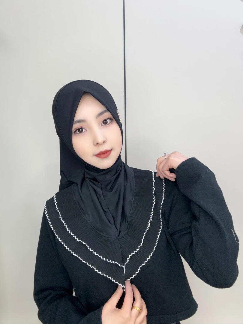 哚哈夏季百搭双层荷叶边头套