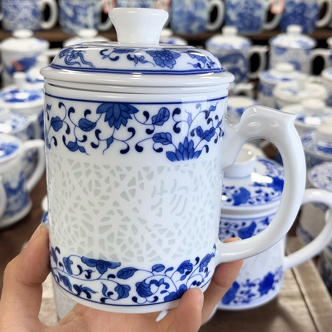 春****奥景德镇陶瓷马克杯带盖