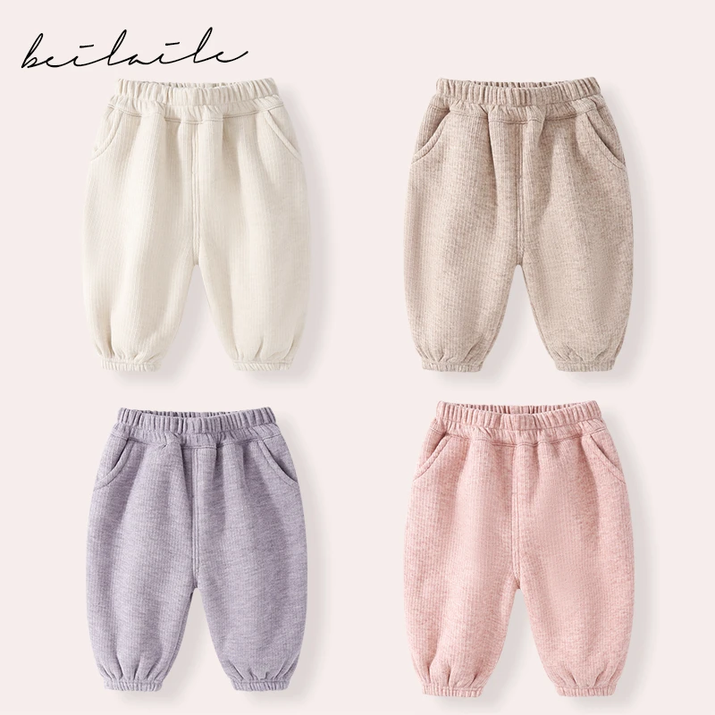 【加绒休闲裤  】男女童长裤冬装新款女宝裤子J18