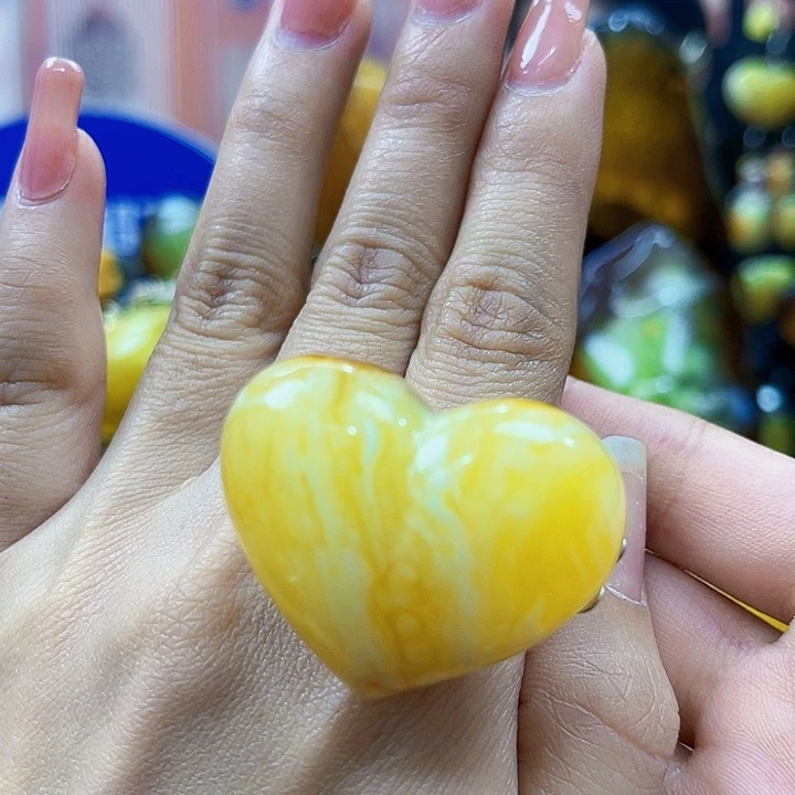 琥珀银S925镶嵌颈饰戒指