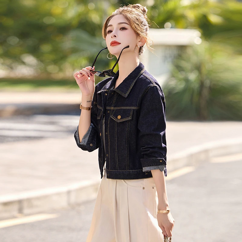 （1201-1400）默认瑕疵休闲女水洗大码韩版立领夏季秋季牛仔外套