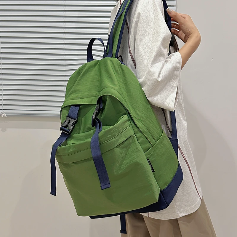 小众简约撞色韩女双肩包轻便防泼水美式日常背包通勤学生书包906