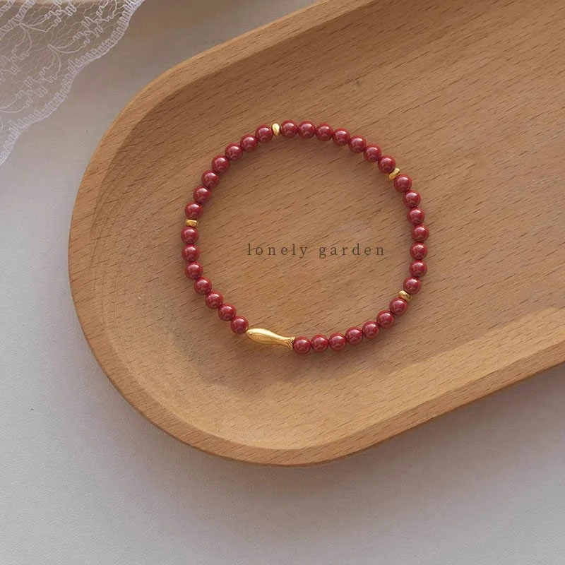 含辰砂工艺品年年有余朱砂手链女小金鱼锦鲤手串礼物