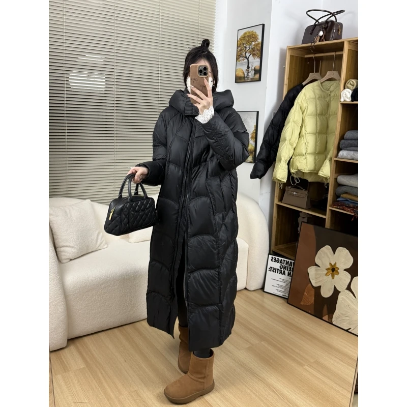 泡芙羽绒服女2024新款冬季长款过膝宽松加厚白鸭绒外套