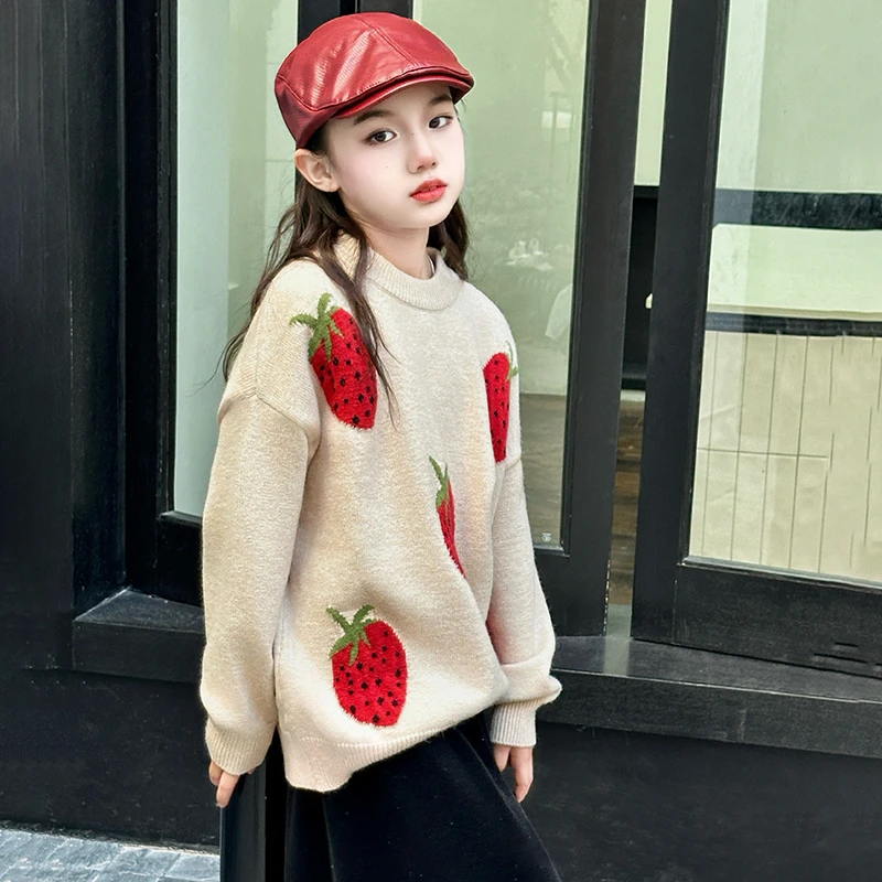 女童毛衣2025新款中大童时尚洋气加厚保暖儿童6-12岁女孩针织衫潮