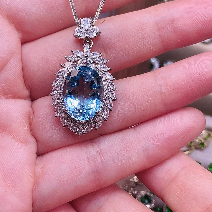 *****颈饰托帕石银S925镶嵌