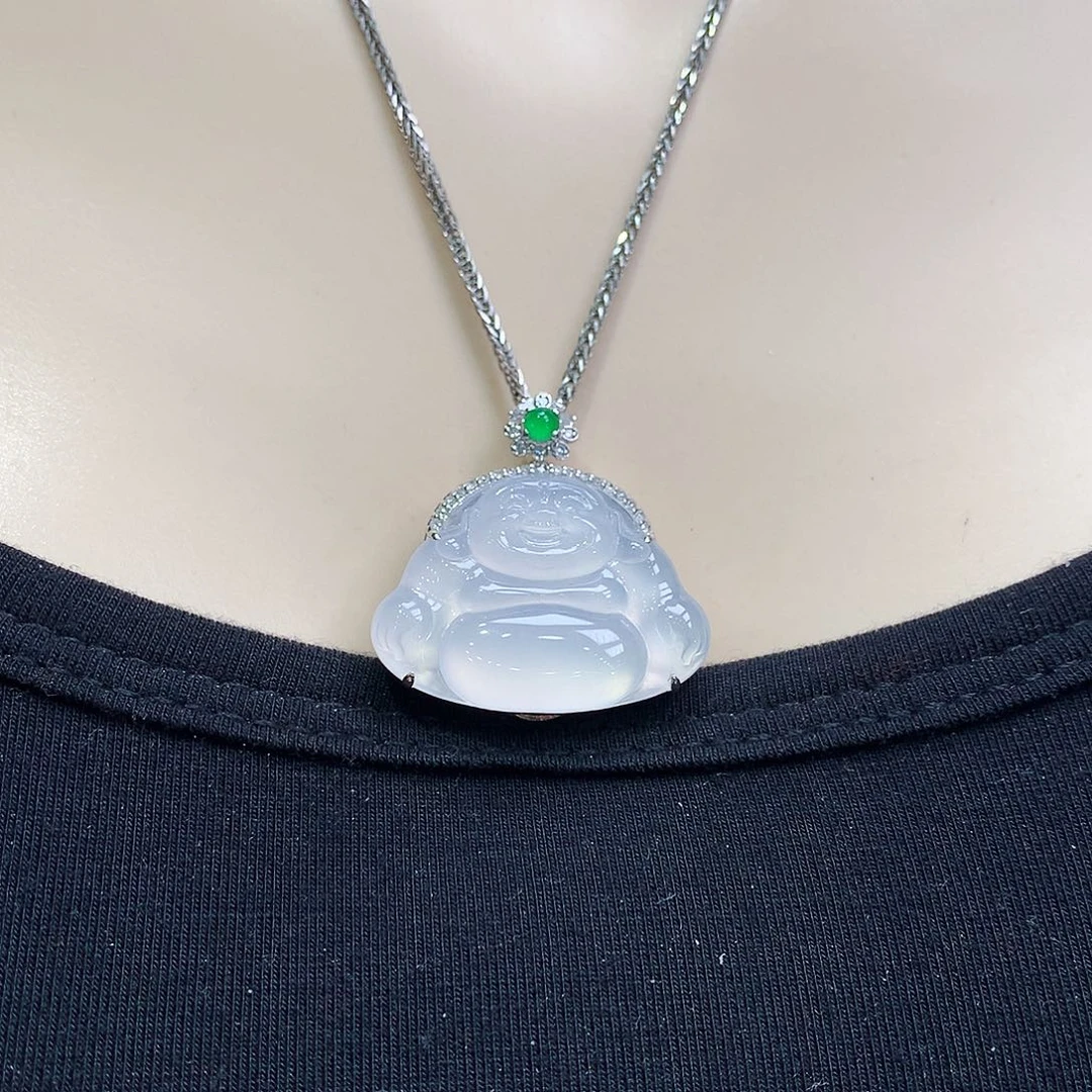 翡翠颈饰18K金镶嵌佛公