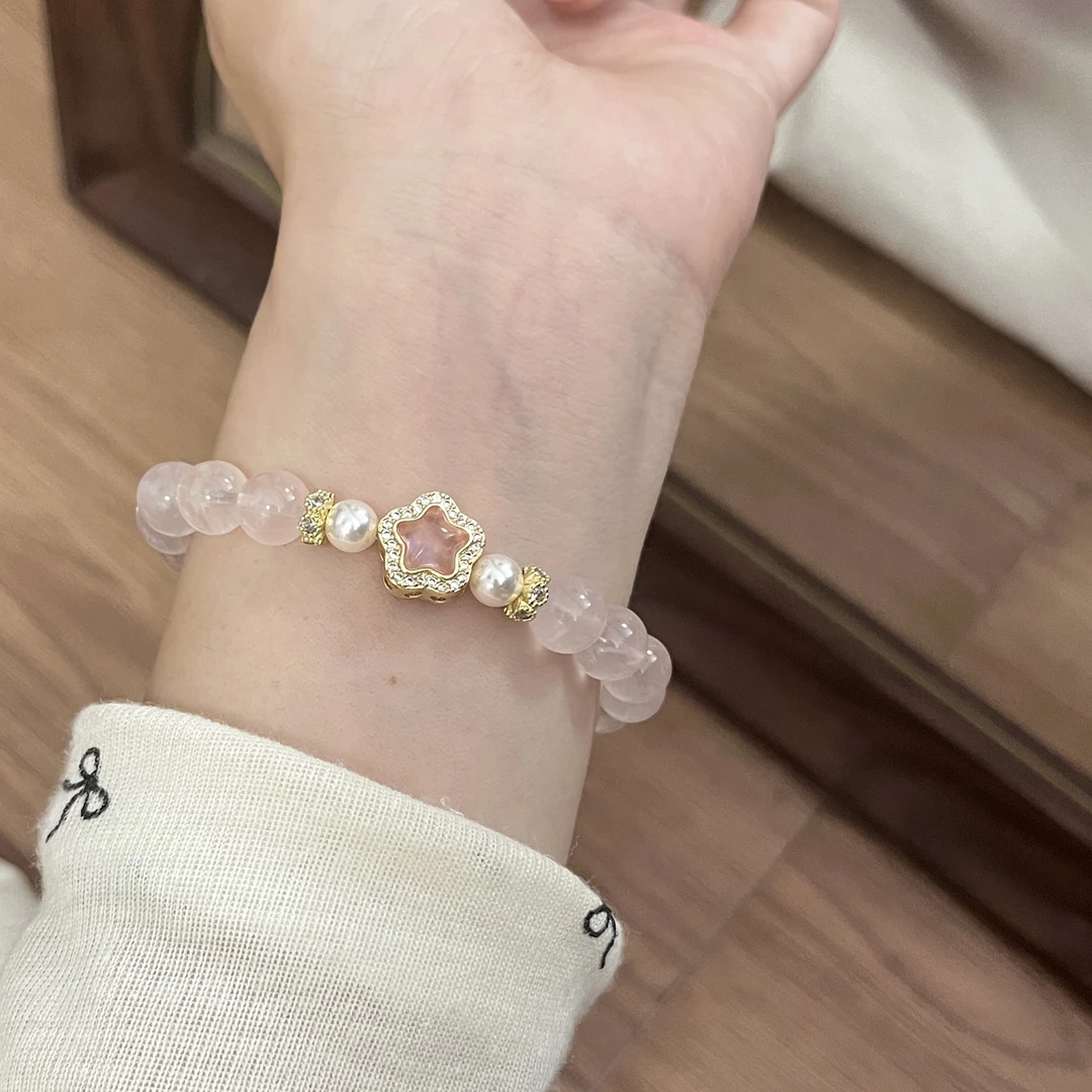 「公主星」新品手作天然粉水晶手链小众高级百搭简约女生手串手饰