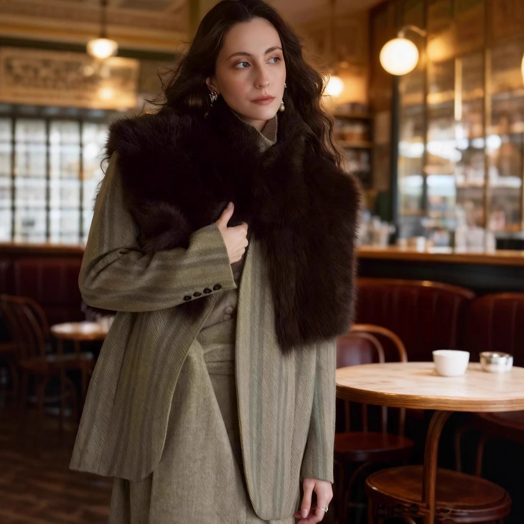 人造皮草 跨境欧美披肩立领坎肩外搭保暖马甲流行时尚潮牌女装