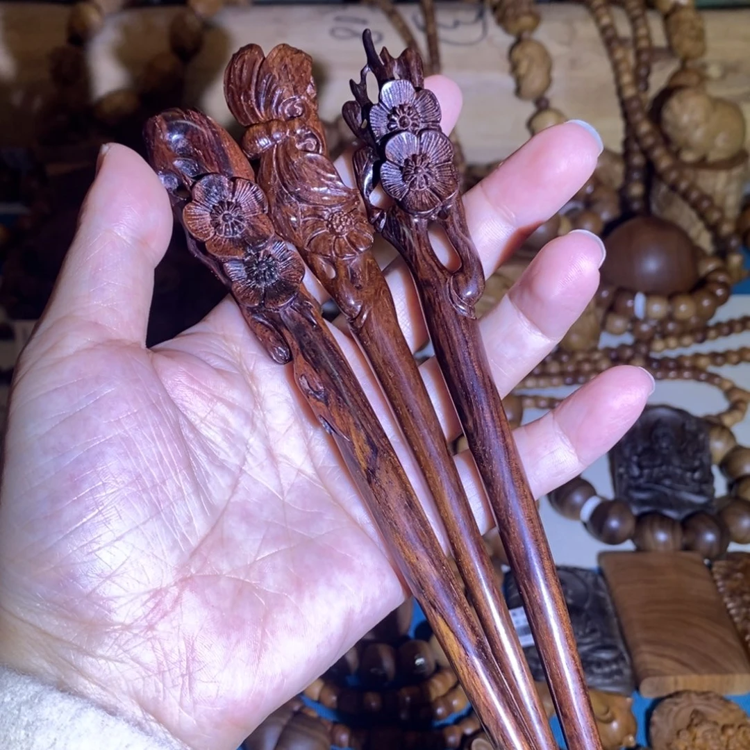 其他黄花梨/降香黄檀海南黄花梨紫油梨手工雕刻发簪大尺寸