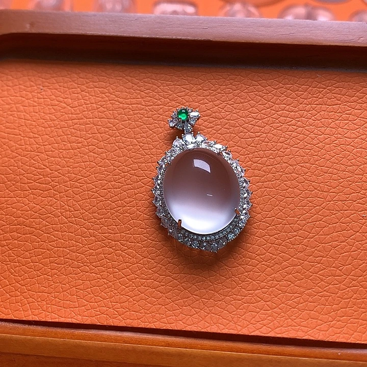 石英质玉银S925镶嵌颈饰