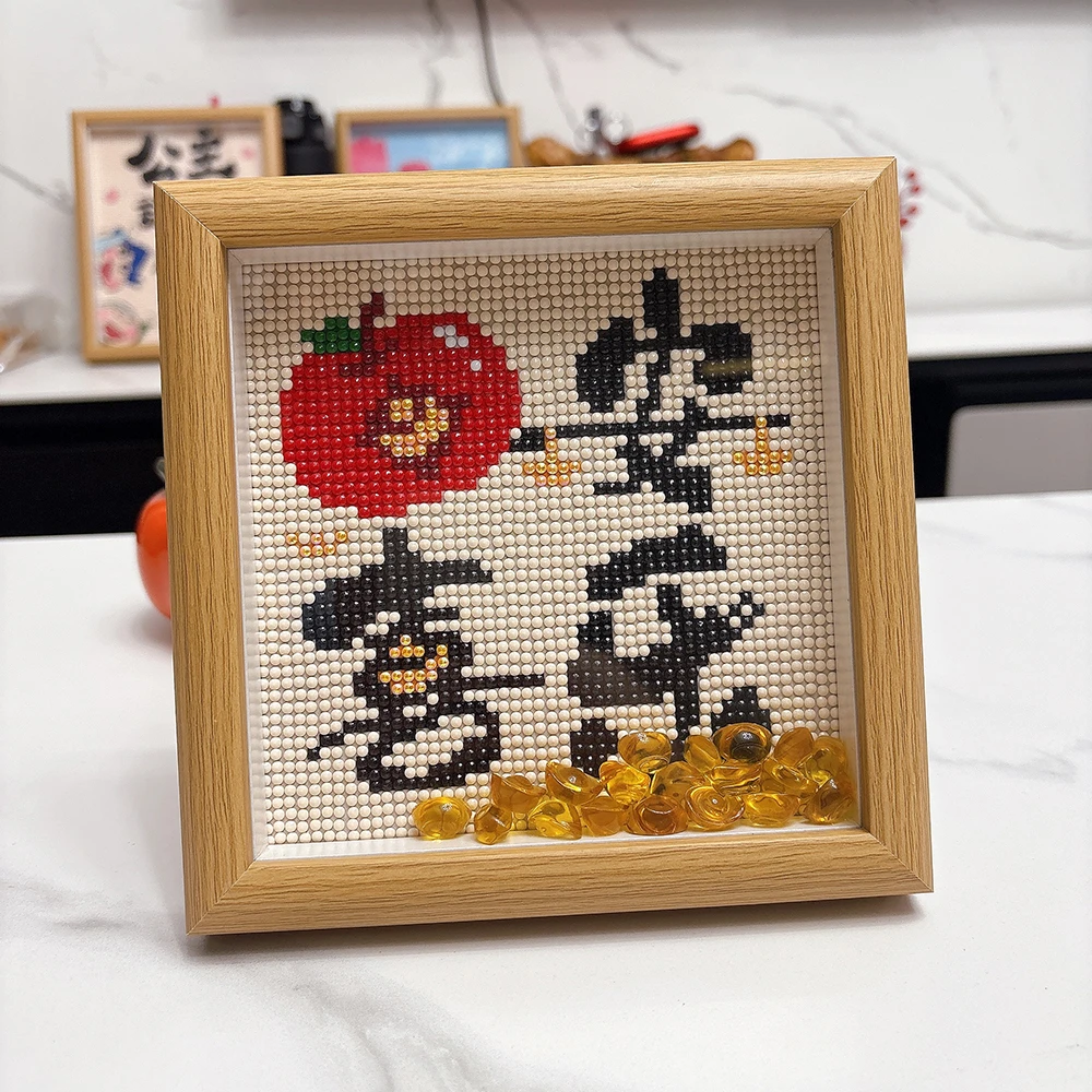 带框钻石画新款diy2025解闷手工粘贴十字绣平安喜乐儿童摆件摆台