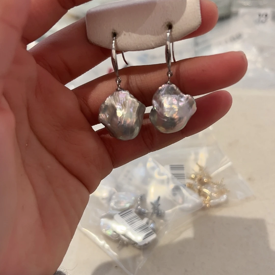 淡水珍珠耳饰银S925镶嵌