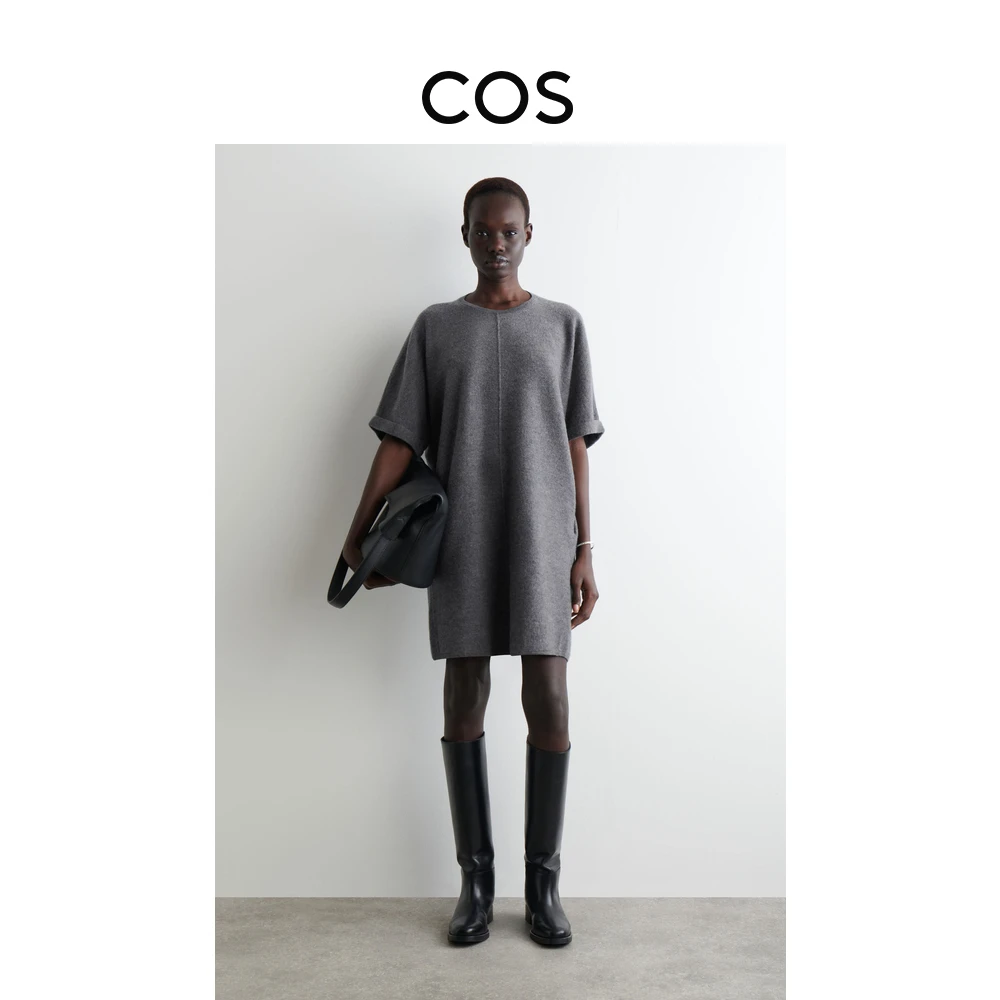 COS女装 休闲版型美利奴羊毛迷你连衣裙2025秋季新品1294102004