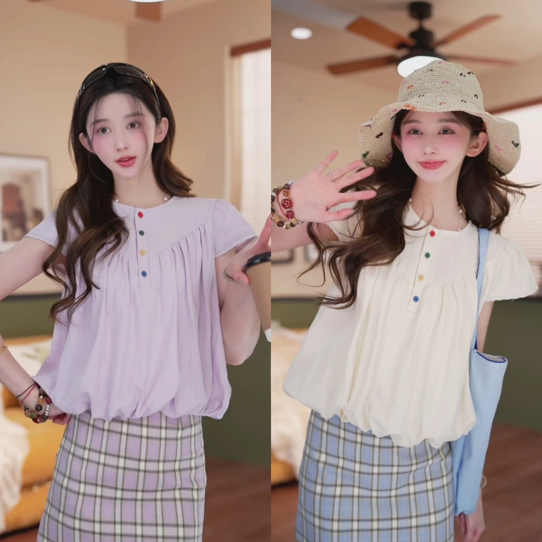 余紫绮【本慕】 欧若风 百搭气质设计感时尚显瘦小衫女ZO1217056