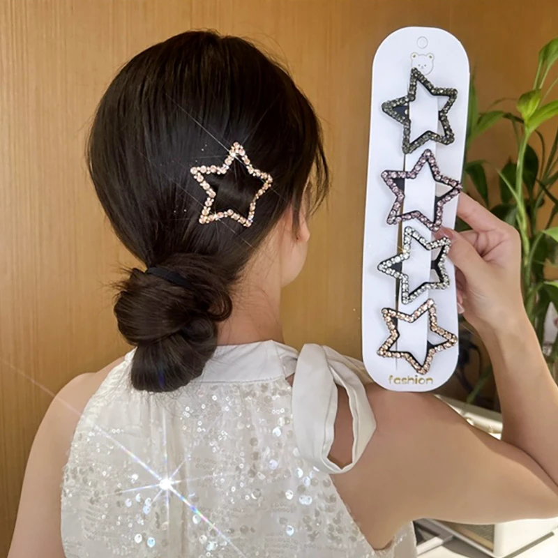 水钻五角星侧边刘海前额发夹女2025新款后脑勺碎发bb夹子头饰发卡