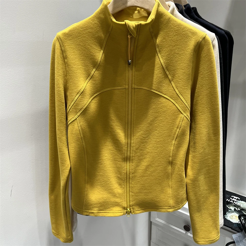 半高领鱼骨收腰开衫卫衣外套女秋冬季双拉链双面磨毛德绒长袖上衣