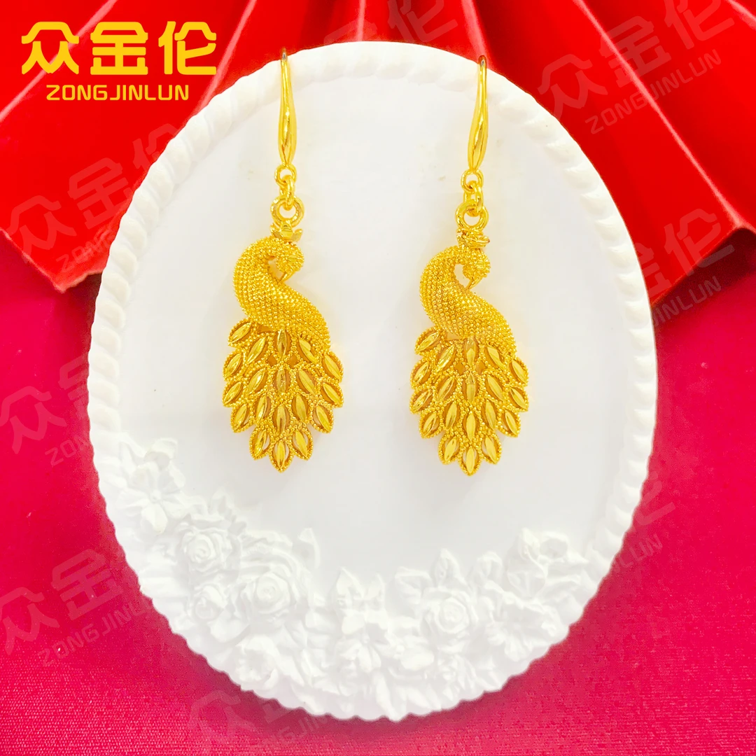 众金伦 铜合金耳饰 时尚精美款【富贵孔雀耳钩】