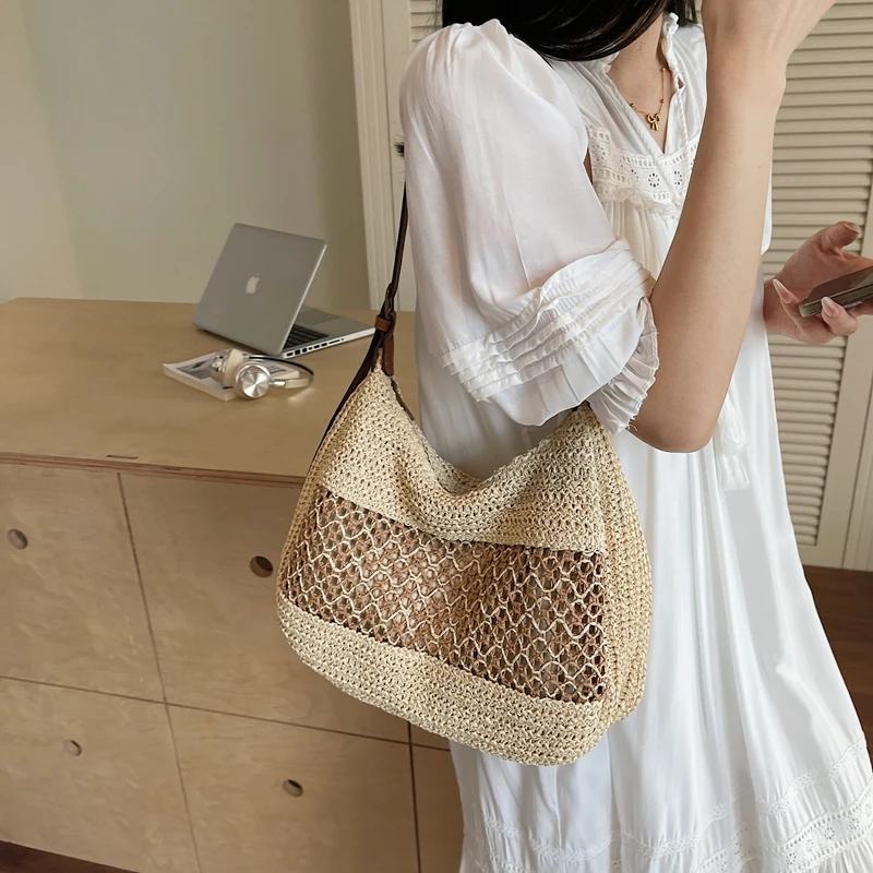 夏天海边度假沙滩包大容量草编包包女2025新款休闲百搭单肩斜挎包