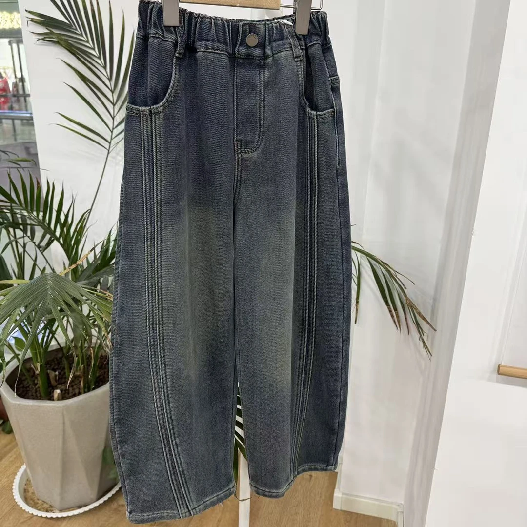 25101 【高定版】冬季中大童加绒牛仔裤