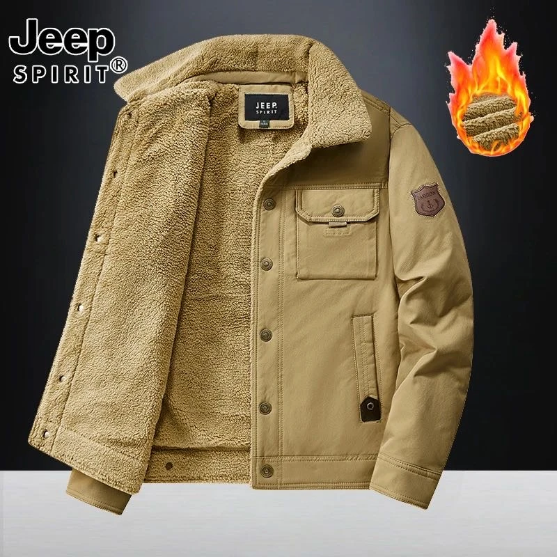 JEEP吉普外套男秋冬装男士夹克棉衣棉袄羊羔绒男爆款正品加厚外套