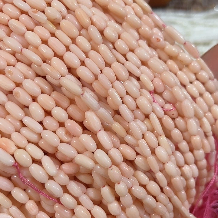 玛瑙/玉髓合金珠宝半成品一条粉豆豆随形米粒