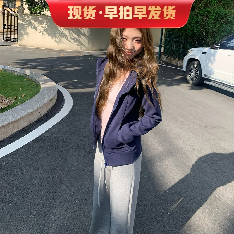 橘子树在哪儿韩系风连帽卫衣外套女秋季运动显瘦帽衫百搭正肩上衣