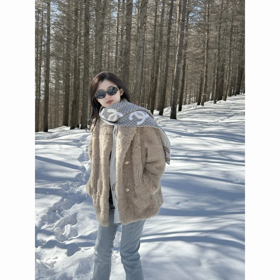 零一定制 轻奢气质高级斜襟保暖毛毛外套