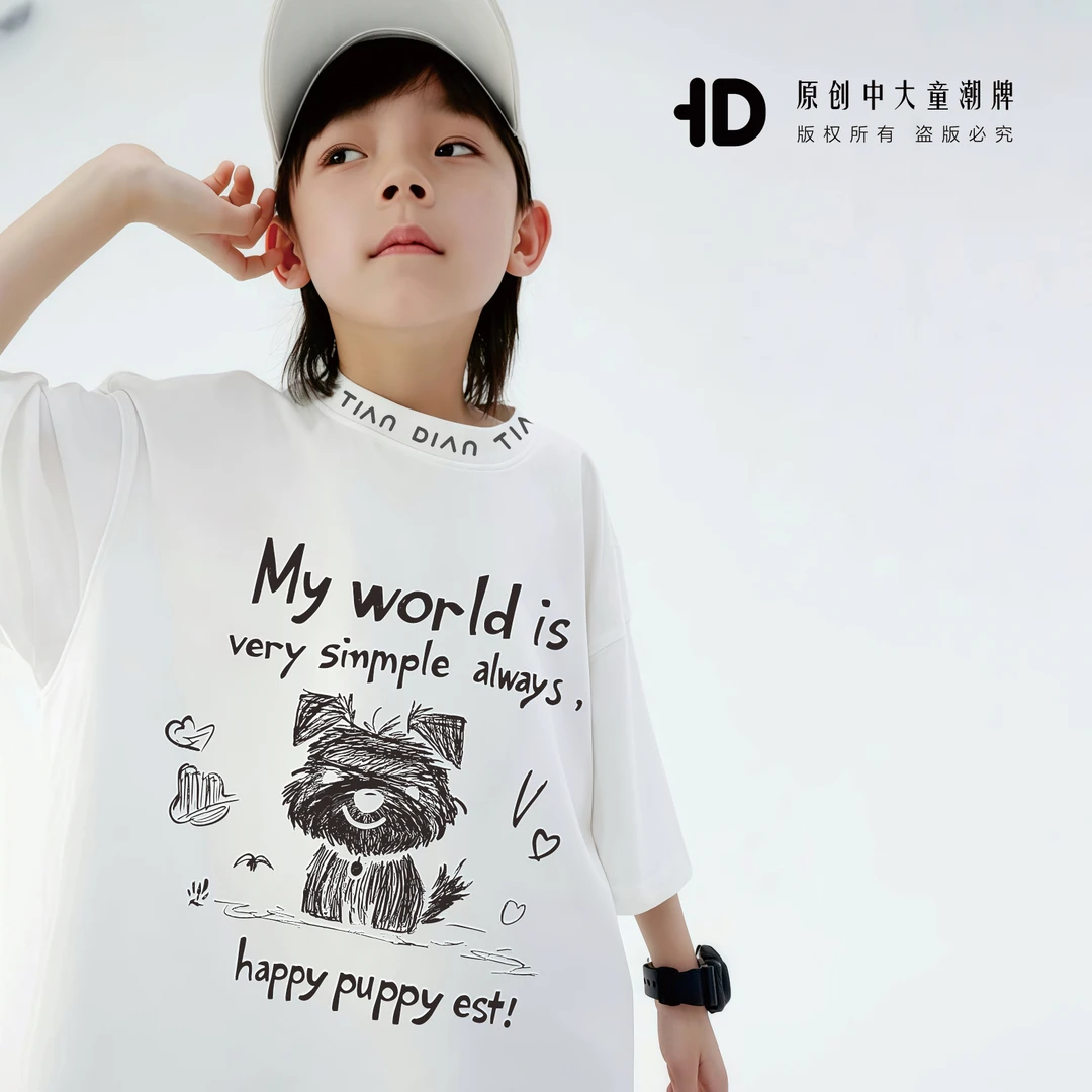 原创夏季儿童短袖纯棉潮牌T恤男童女童中大童青少年短袖POLO衫T恤