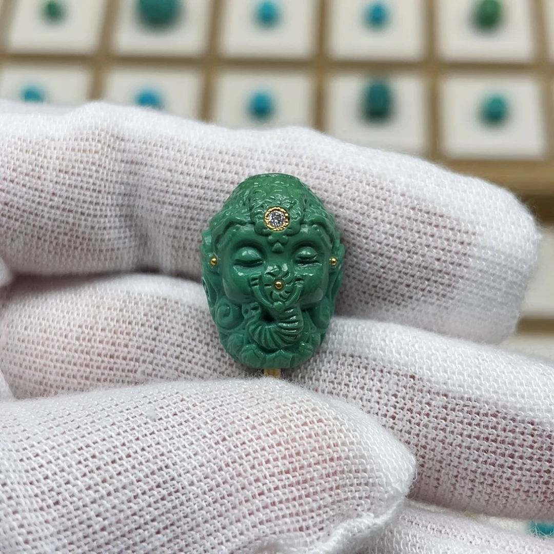 绿松石珠宝奇石18K金镶嵌