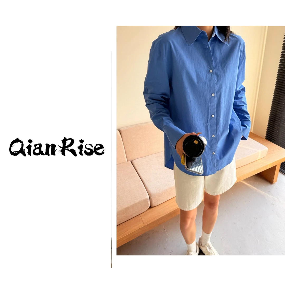 千瑞姿 -「瑞典TOT府绸衬衫」25春款蓝白干净韩版两色衬衣宽松时髦